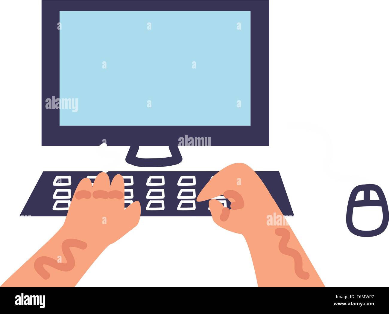 Man typing on computer keyboard Stock Vector Images - Alamy