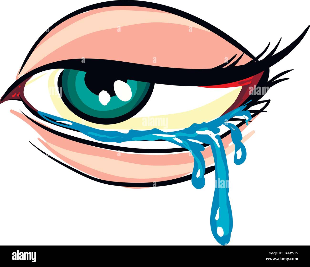 Illustration of a crying eye White background Stock Vector