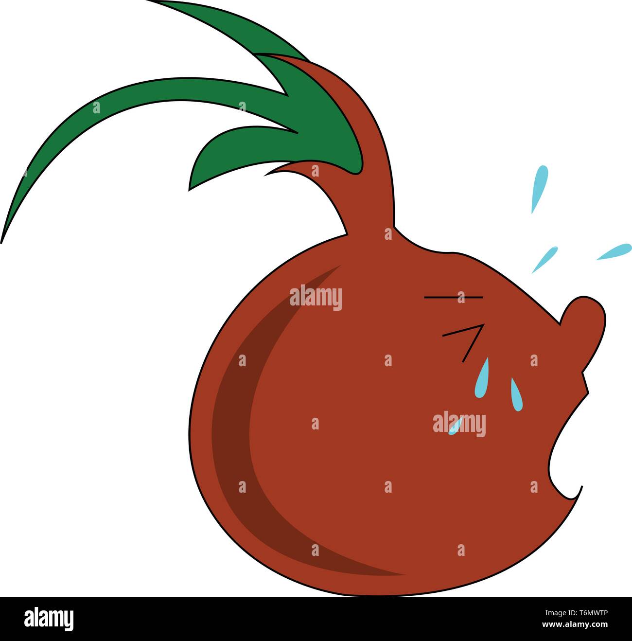 Drawing of crying onion Stock Vector
