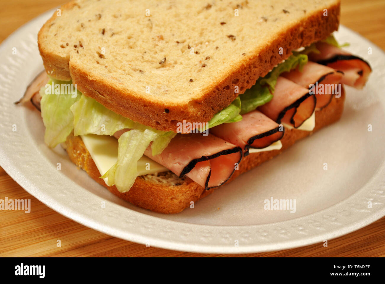 Healthy Ham Sandwich with Rye Bread Stock Photo
