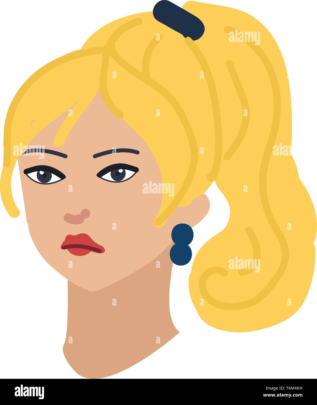 Beautiful woman with blond hair tied in ponytail Stock Vector