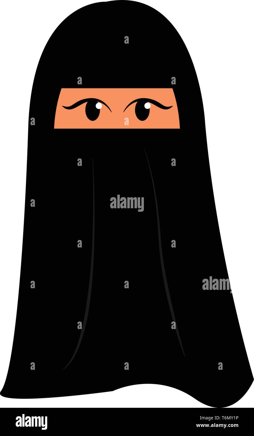 Muslim woman with burqa illustration vector on white background Stock Vector