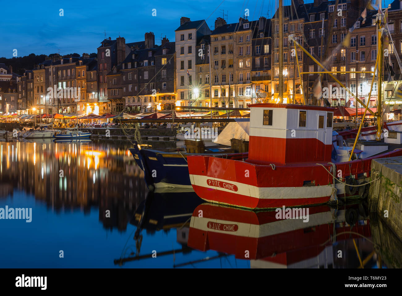 Harbor of historic Frenc city Honfleur with fishing ships Stock Photo ...