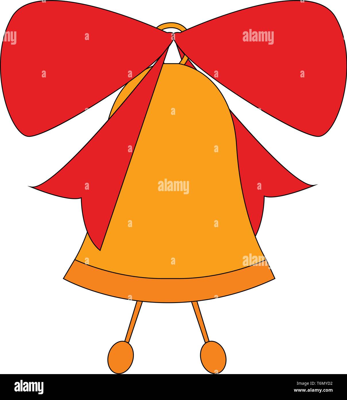 Bell with red ribbon illustration vector on white background Stock ...