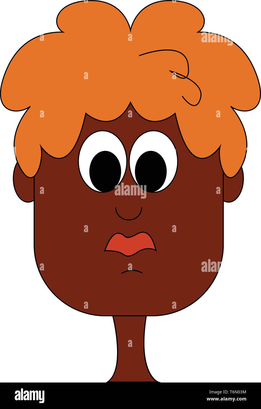 A dark blonde with orange hair and pink lips is looking confused vector color drawing or illustration Stock Vector