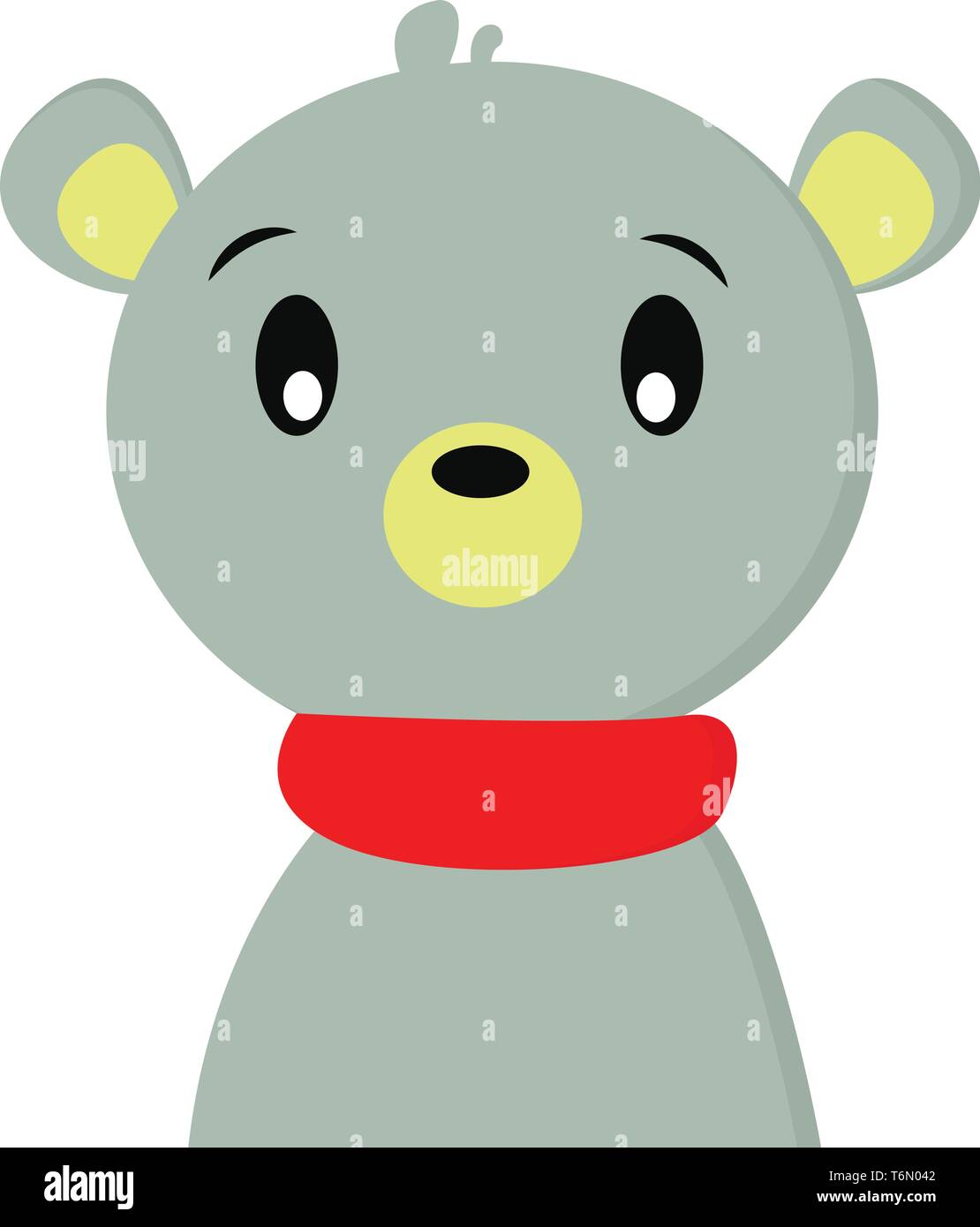A cute little blue bear wearing red color scarf around its neck vector ...