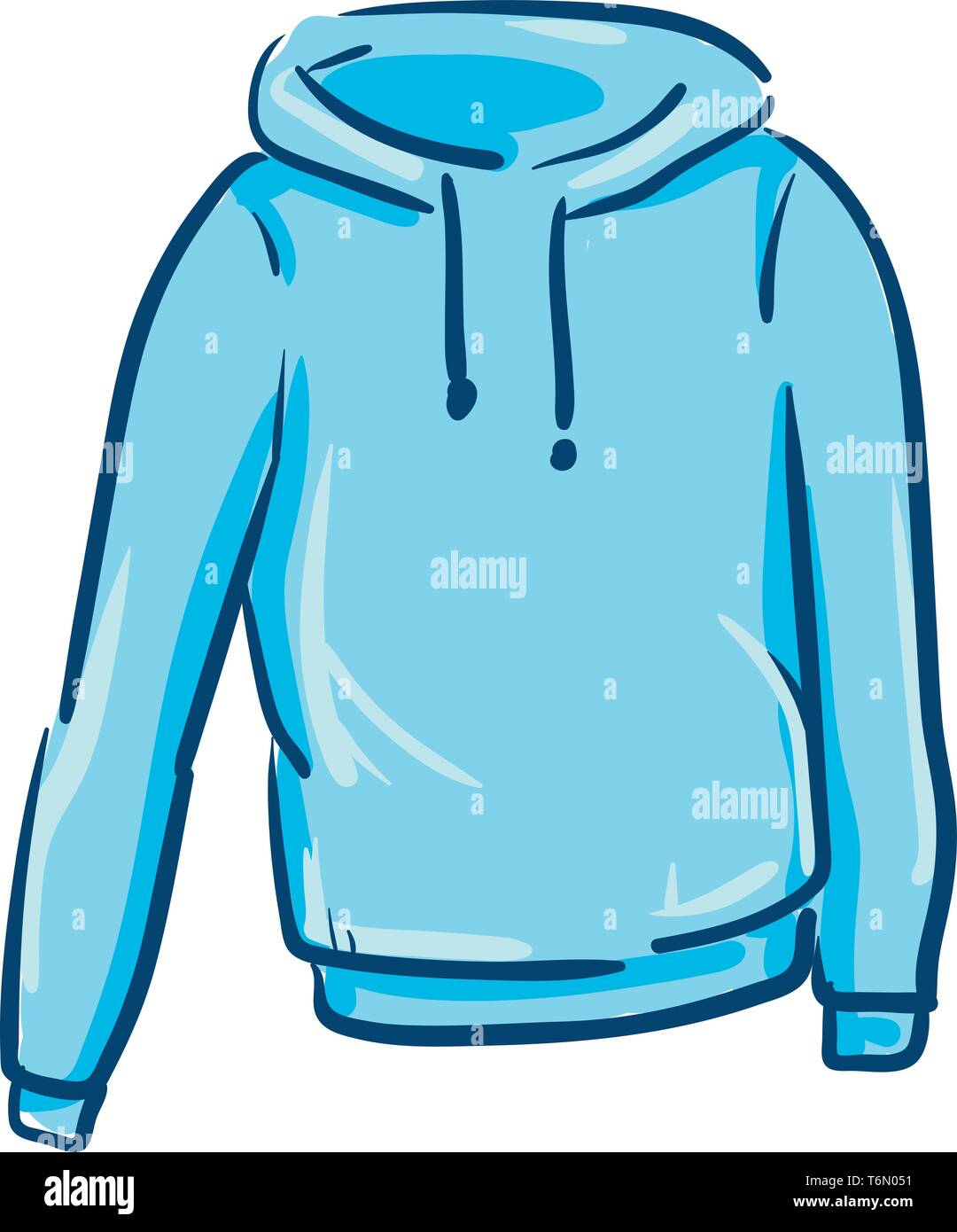 A stylish and comfortable to wear blue hoody vector color drawing or ...
