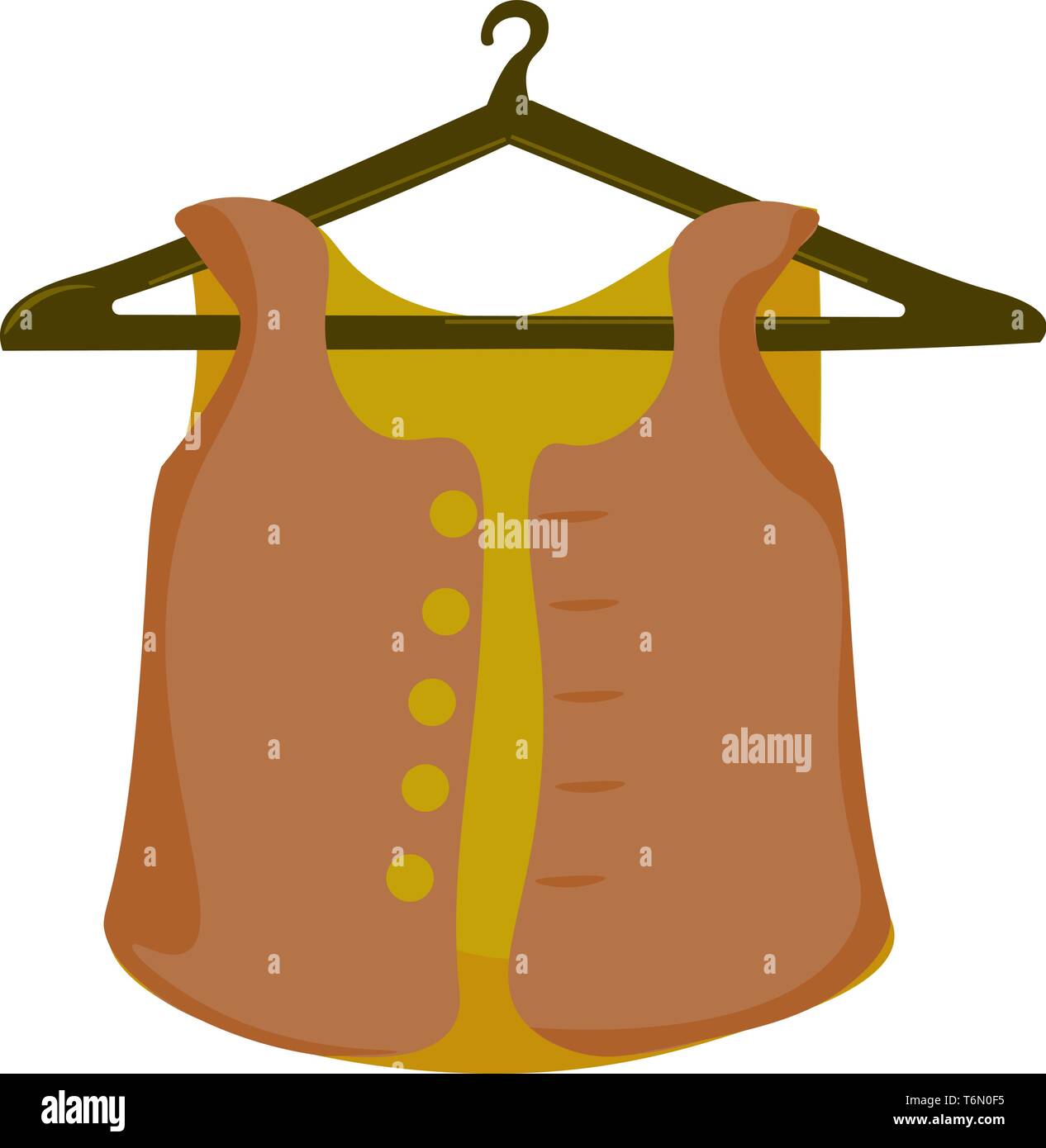 A cloth hanger with a yellow dress on it vector color drawing or
