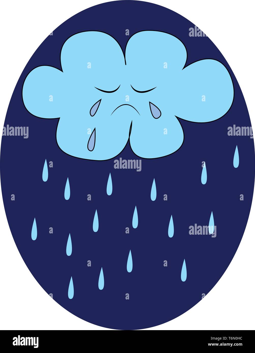 A crying cloud pouring its tears as rain vector color drawing or illustration Stock Vector