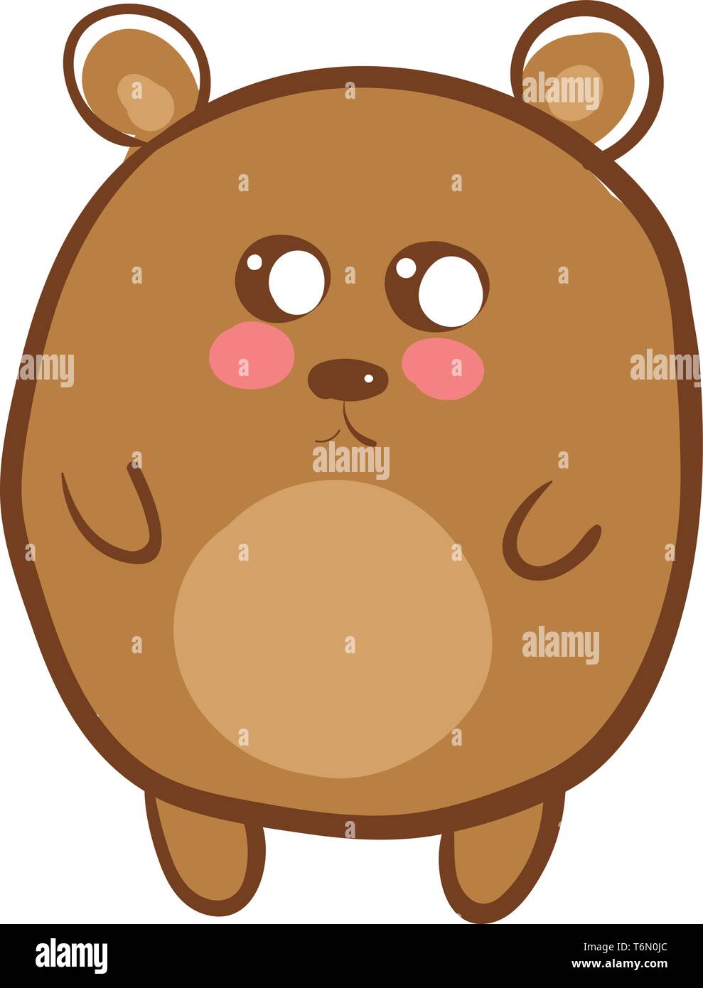 A cute innocent brown baby bear with pink chin vector color drawing or illustration Stock Vector