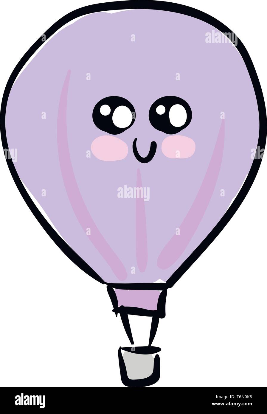 A cute violet parachute with two eyes flying high vector color drawing or illustration Stock Vector