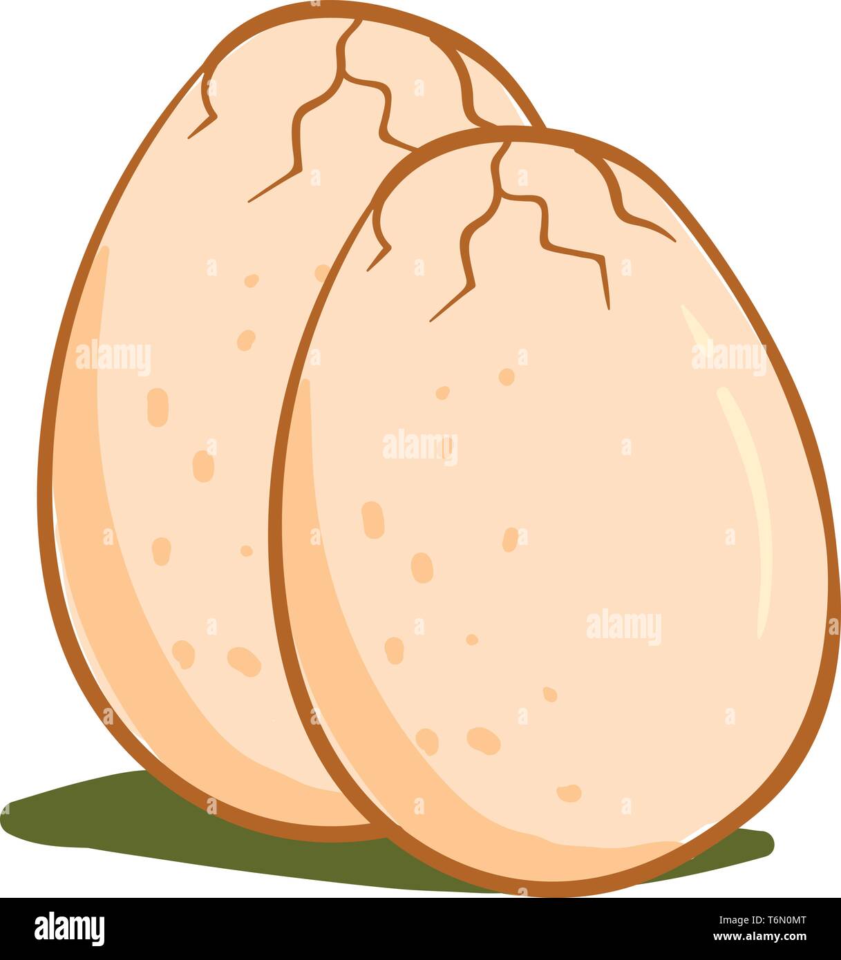 Two large dinosaur eggs with small cracks on it vector color drawing or