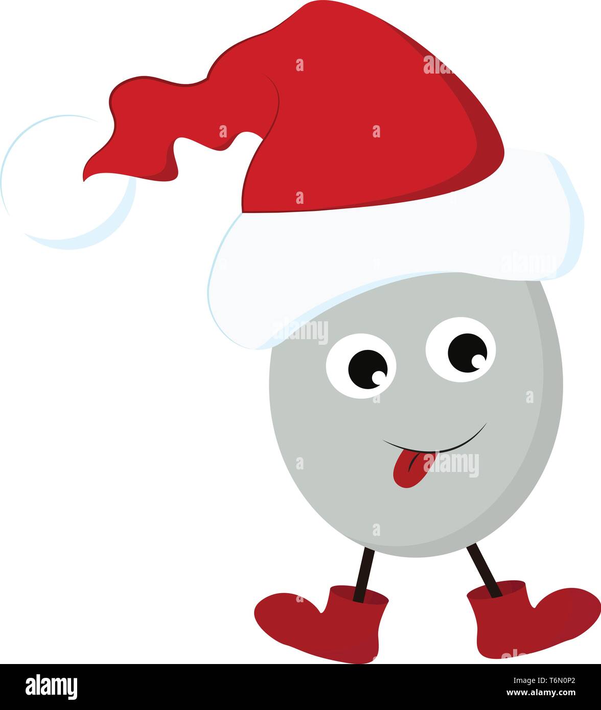 A Cute Cartoon Of A Egg Wearing A Santa Cap In Smiling Face