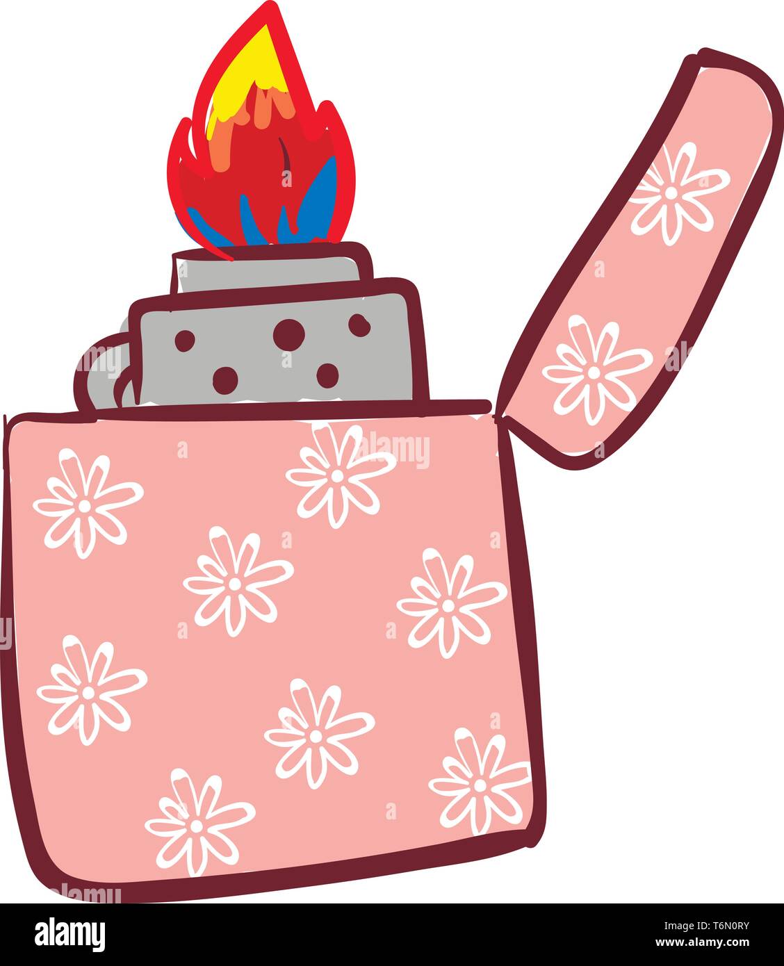 A cute lighter in pink color with floral designs vector color drawing or illustration Stock