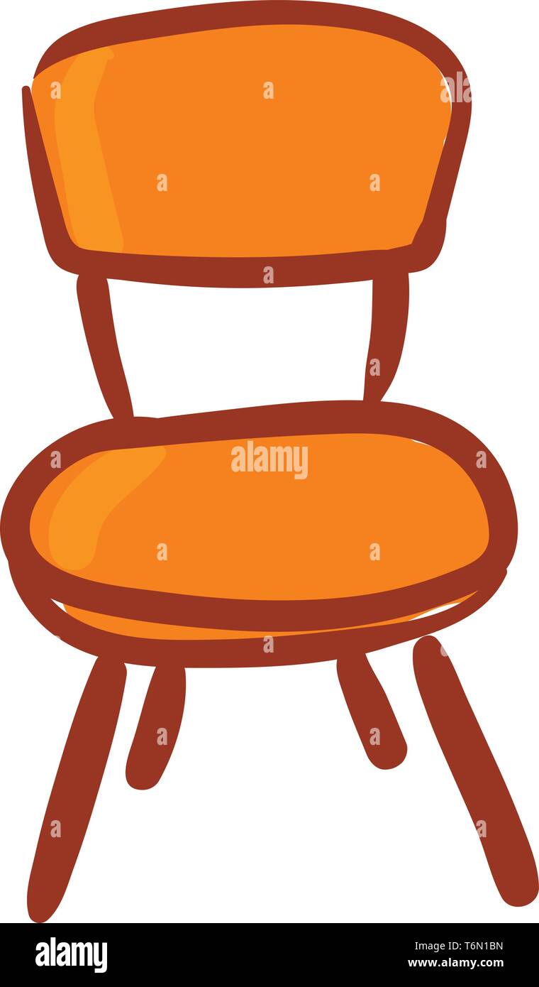 Clipart Of An Orange Colored Chair With Metallic Back Support