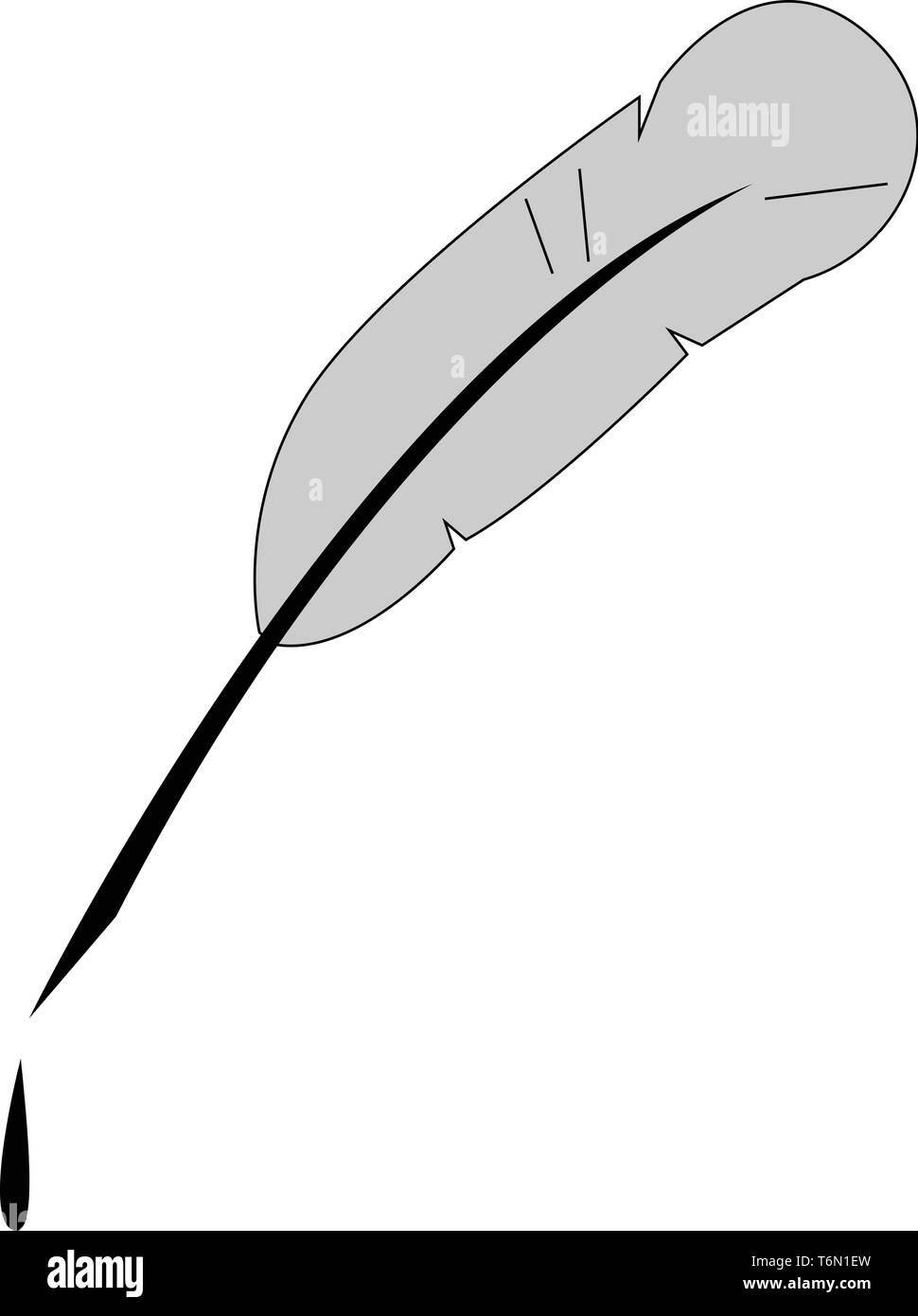Cartoon quill pen that serves as a writing implement made from a flight feather of a large bird  vector  color drawing or illustration Stock Vector