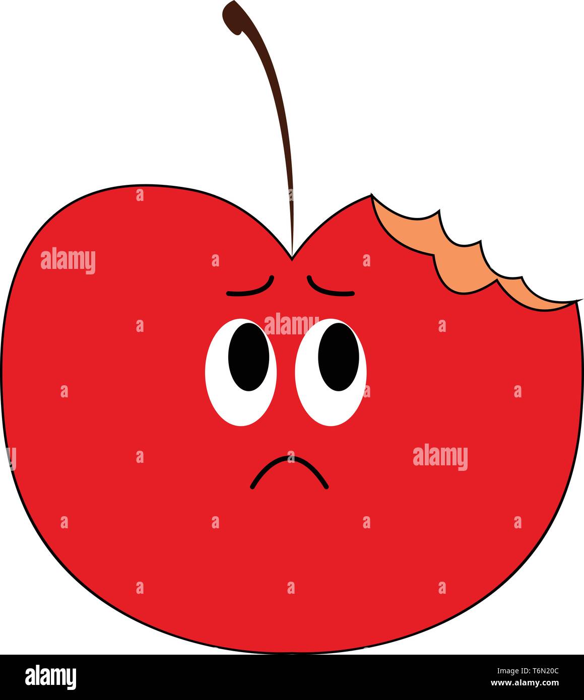 Emoji of a half-bitten apple in dismay about the parts exposed in the air turning brown  vector  color drawing or illustration Stock Vector
