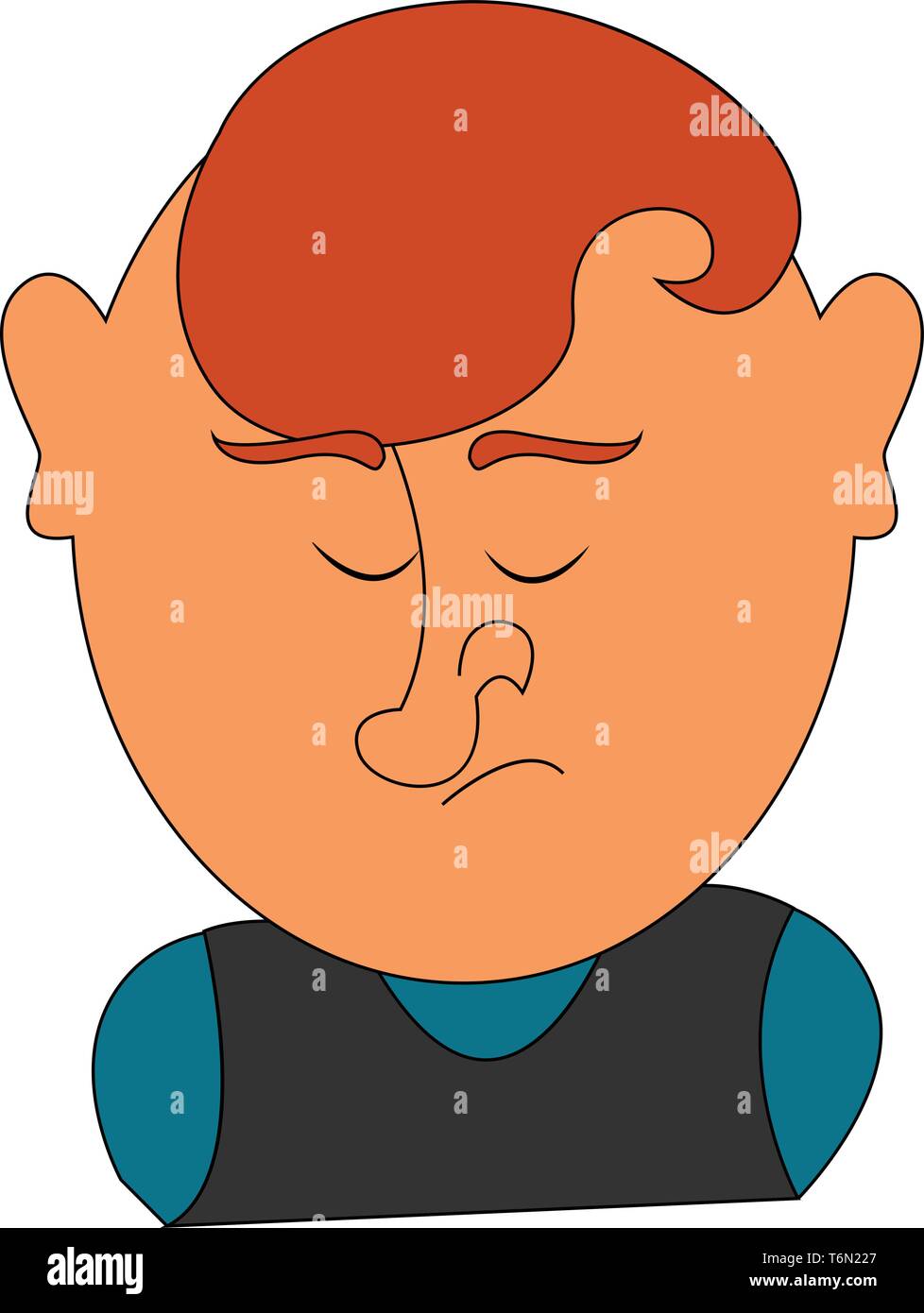 A Man Wearing Two Layers Of Clothes In Shades Of Blue Has Hair