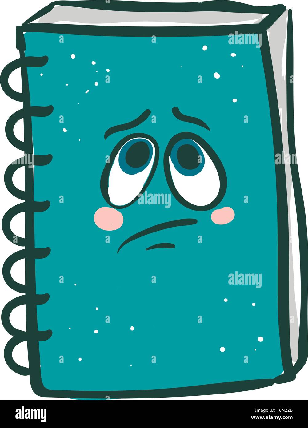 Emoji of a spring wire bound blue-colored notebook express sadness while standing upright  vector  color drawing or illustration Stock Vector