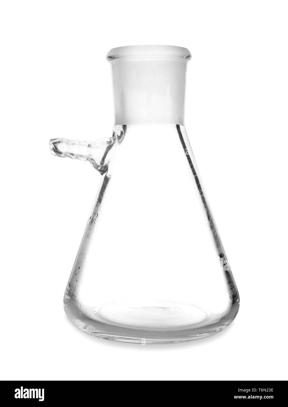 Empty test flask on white background Stock Photo - Alamy
