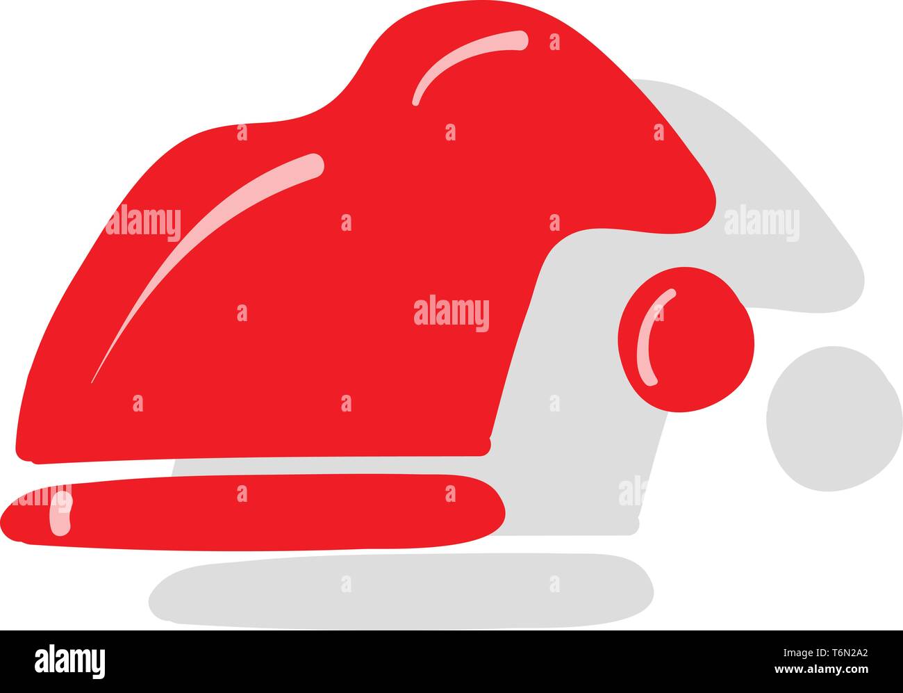 Clipart of a snowman hat in red and white colors is with few white-colored exclamation marks and sits in the counter ready to be picked by someone  ve Stock Vector