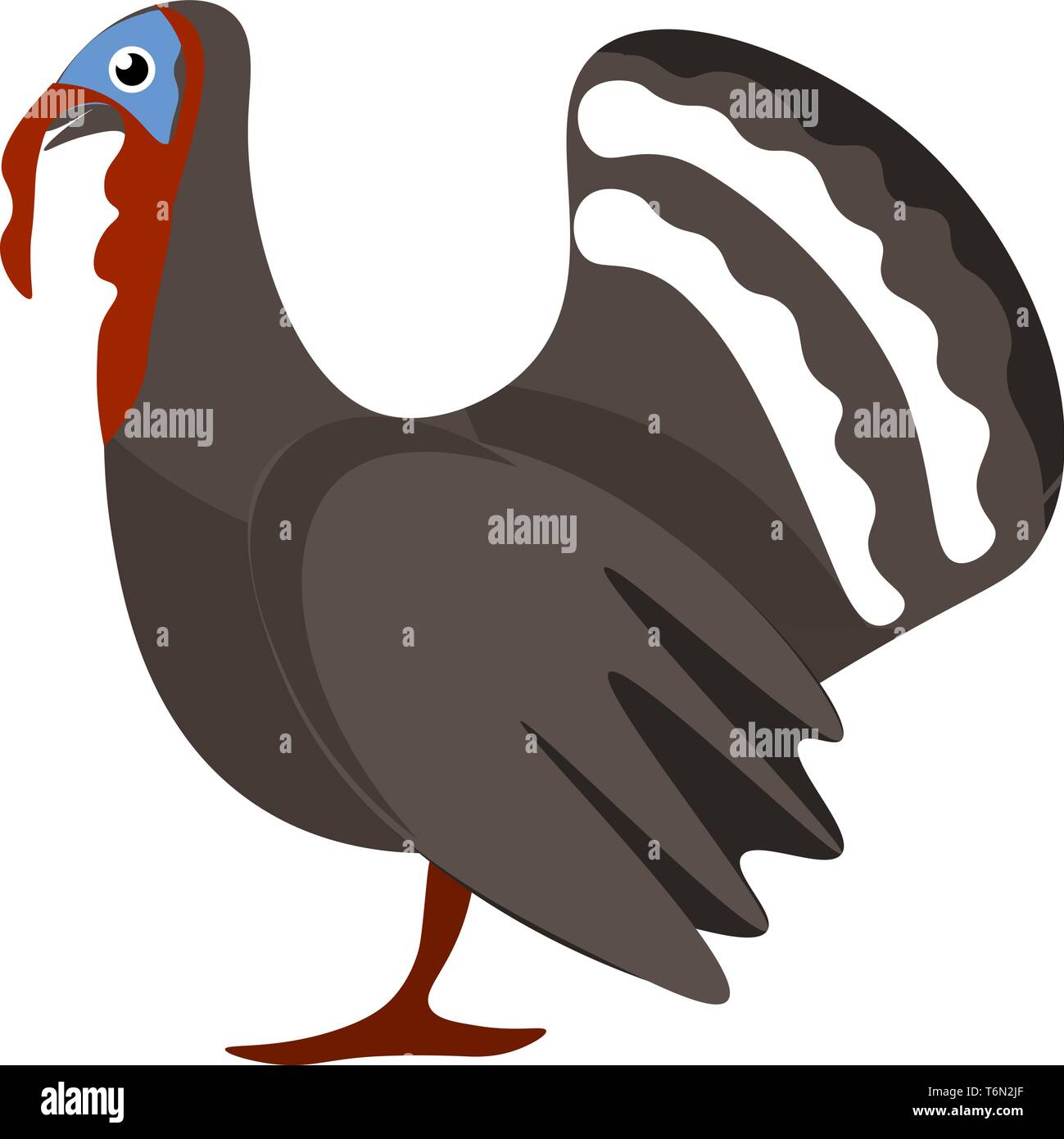 A Turkey bird with a blue bald head and a distinctive red fleshy wattle or protuberance that hangs from the top of the beak  vector  color drawing or  Stock Vector
