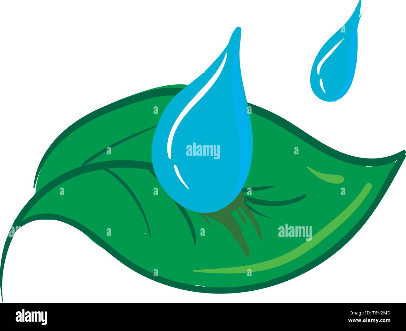 Clipart Of Two Blue Water Drops With An Exclamation Mark Is About To Fall On A Flat Leaf With Veins Vector Color Drawing Or Illustration Stock Vector Image Art Alamy