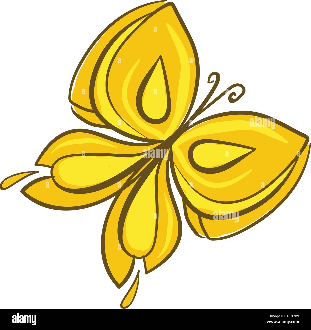 Drawing of a butterfly with two pairs of large  typically brightly yellow-colored wings covered with microscopic scales of different patterns  vector  Stock Vector