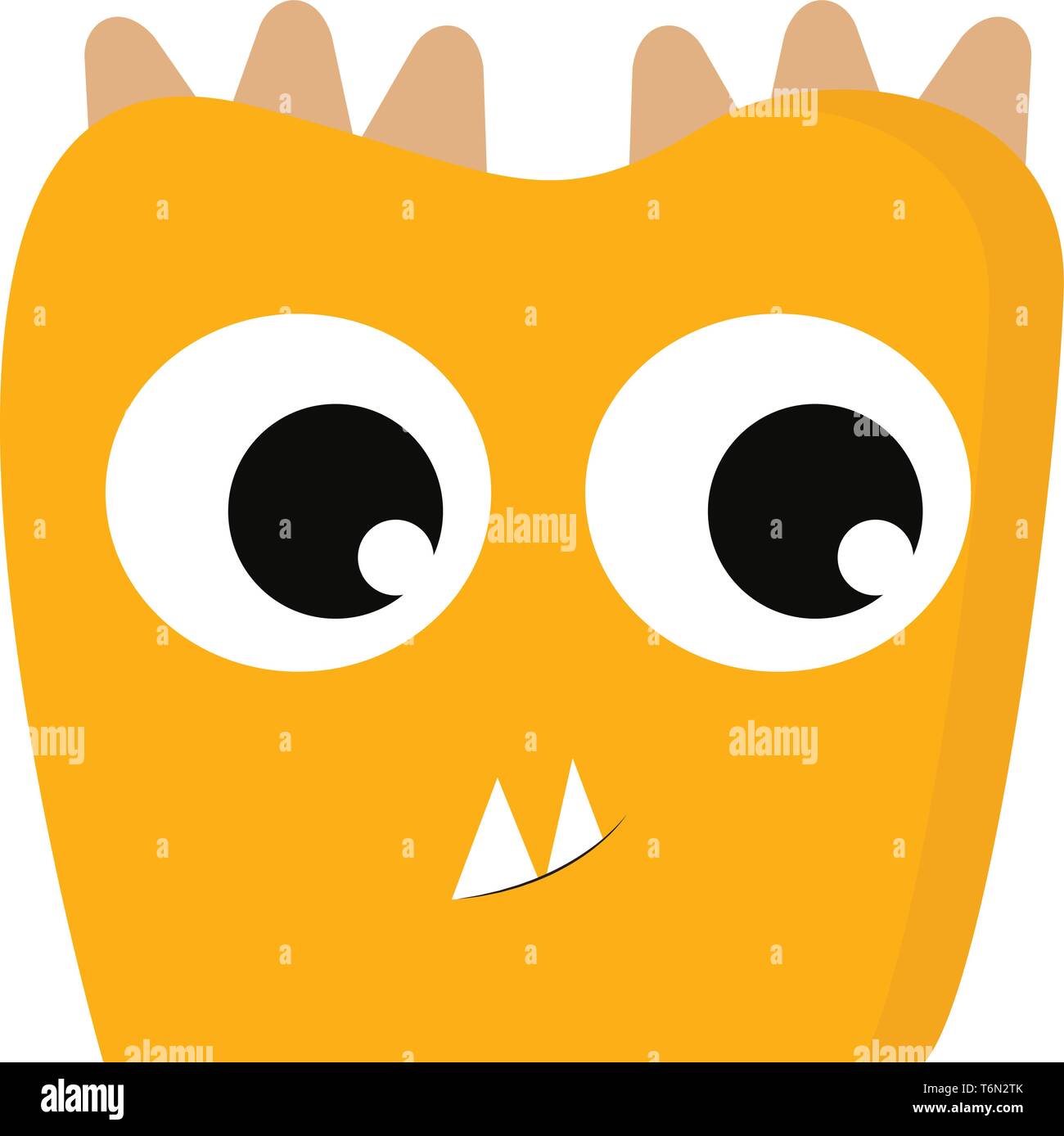Download Clipart Of The Face Of A Yellow Colored Monster With Horns Two Bulging Eyes Rolled Right Down And Two Fang Teeth Look Terrifying Vector Color Draw Stock Vector Image Art Alamy PSD Mockup Templates