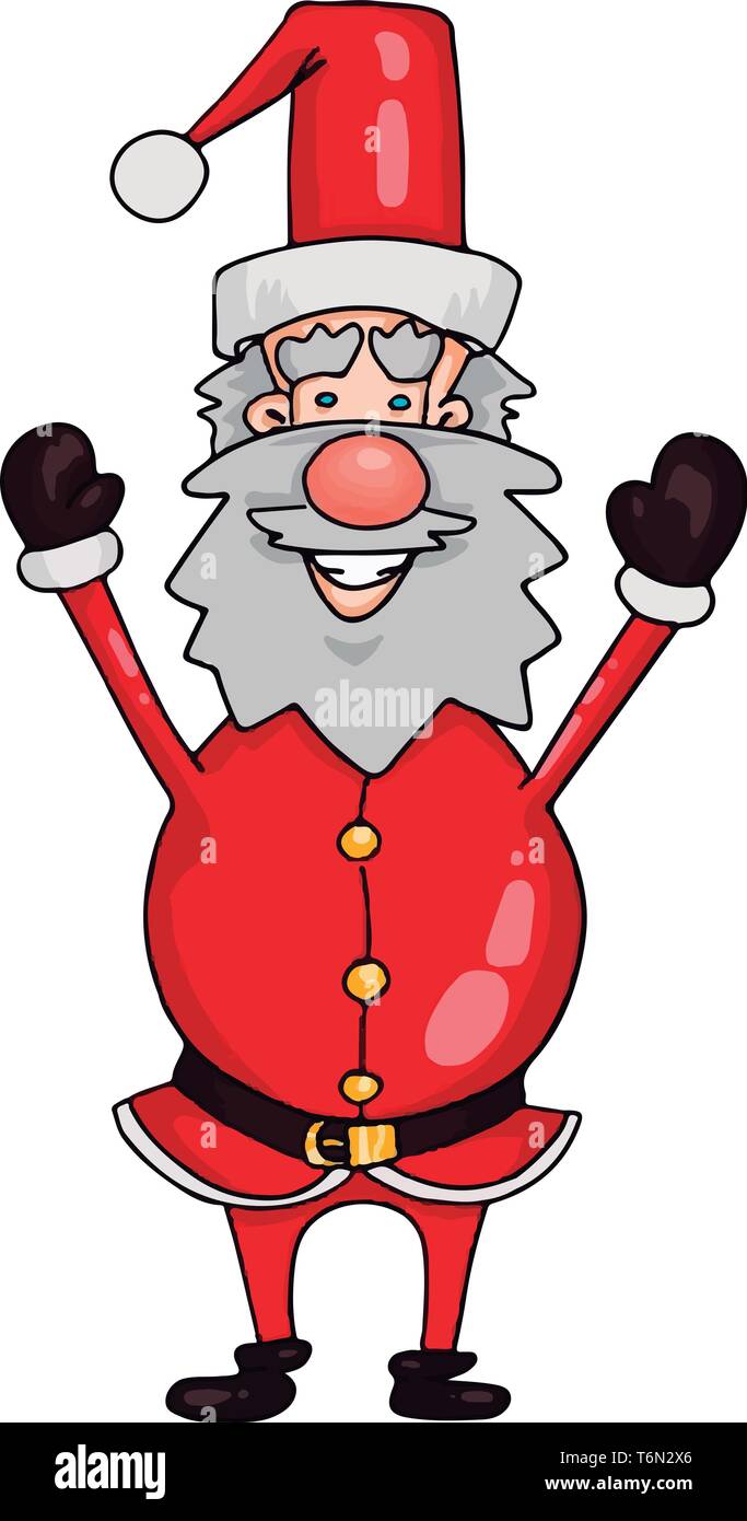 An Old Santa Claus In Red Colour Dress Laughing With His Hands