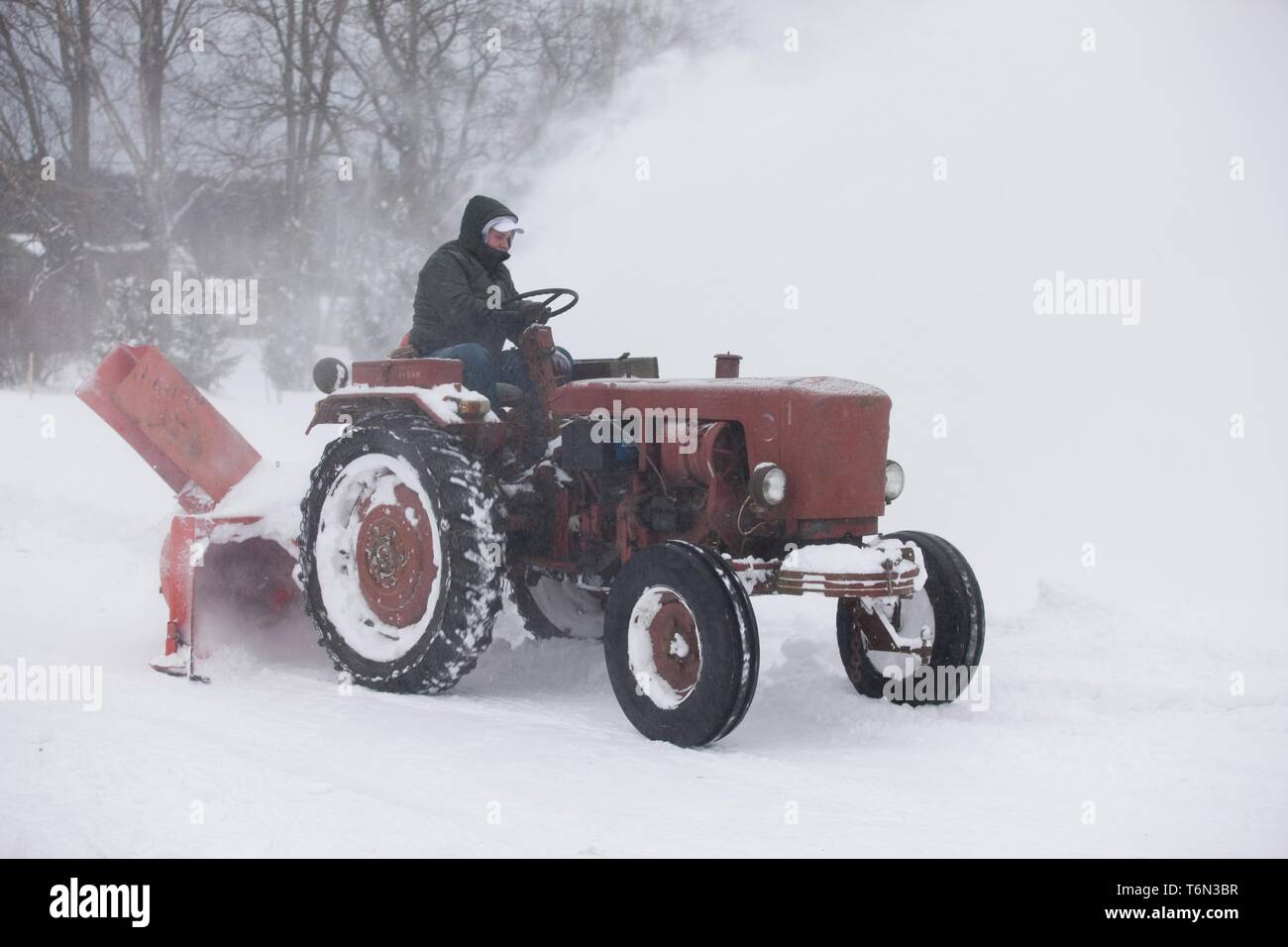 A snow blower in KÃ¤smu Stock Photo