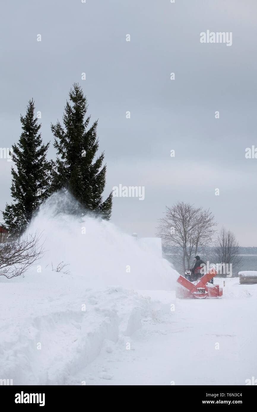 A snow blower in KÃ¤smu Stock Photo