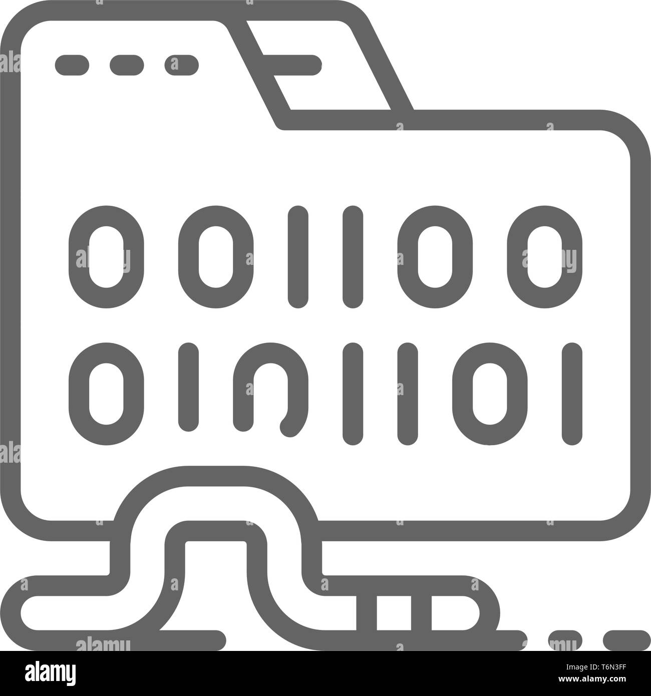 Vector folder virus, computer worm line icon. Stock Vector