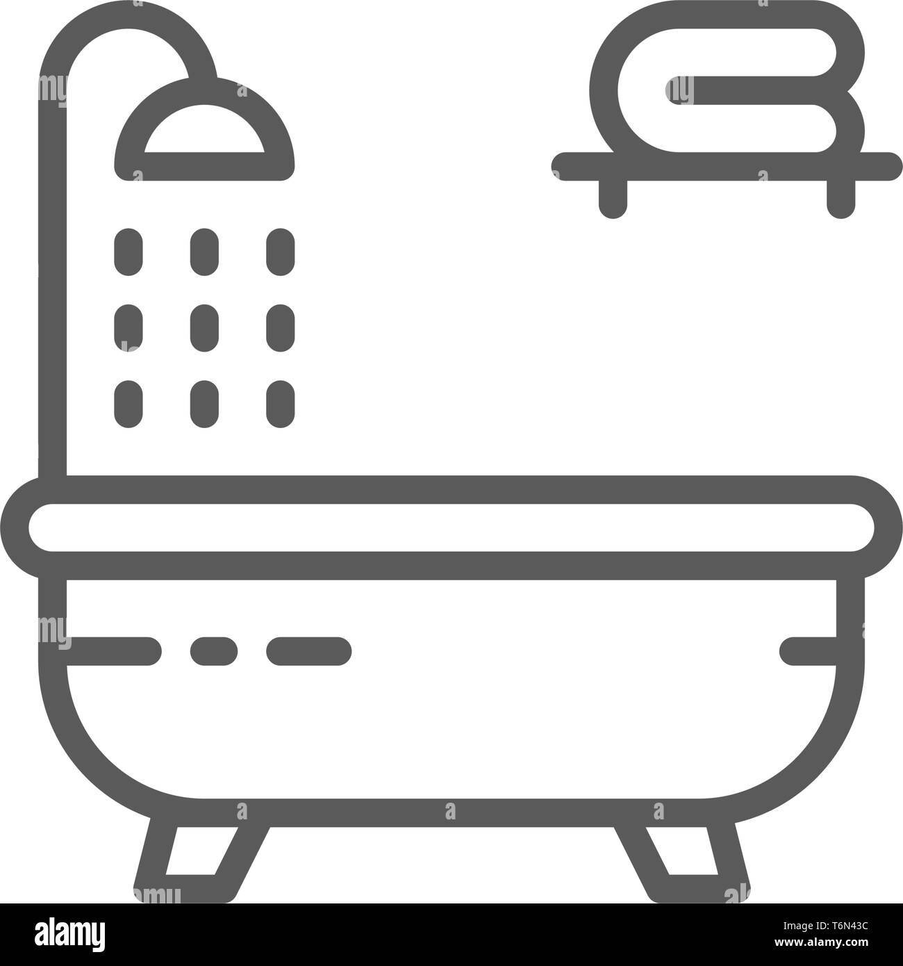Bathtub line icon. Isolated on white background Stock Vector Image ...
