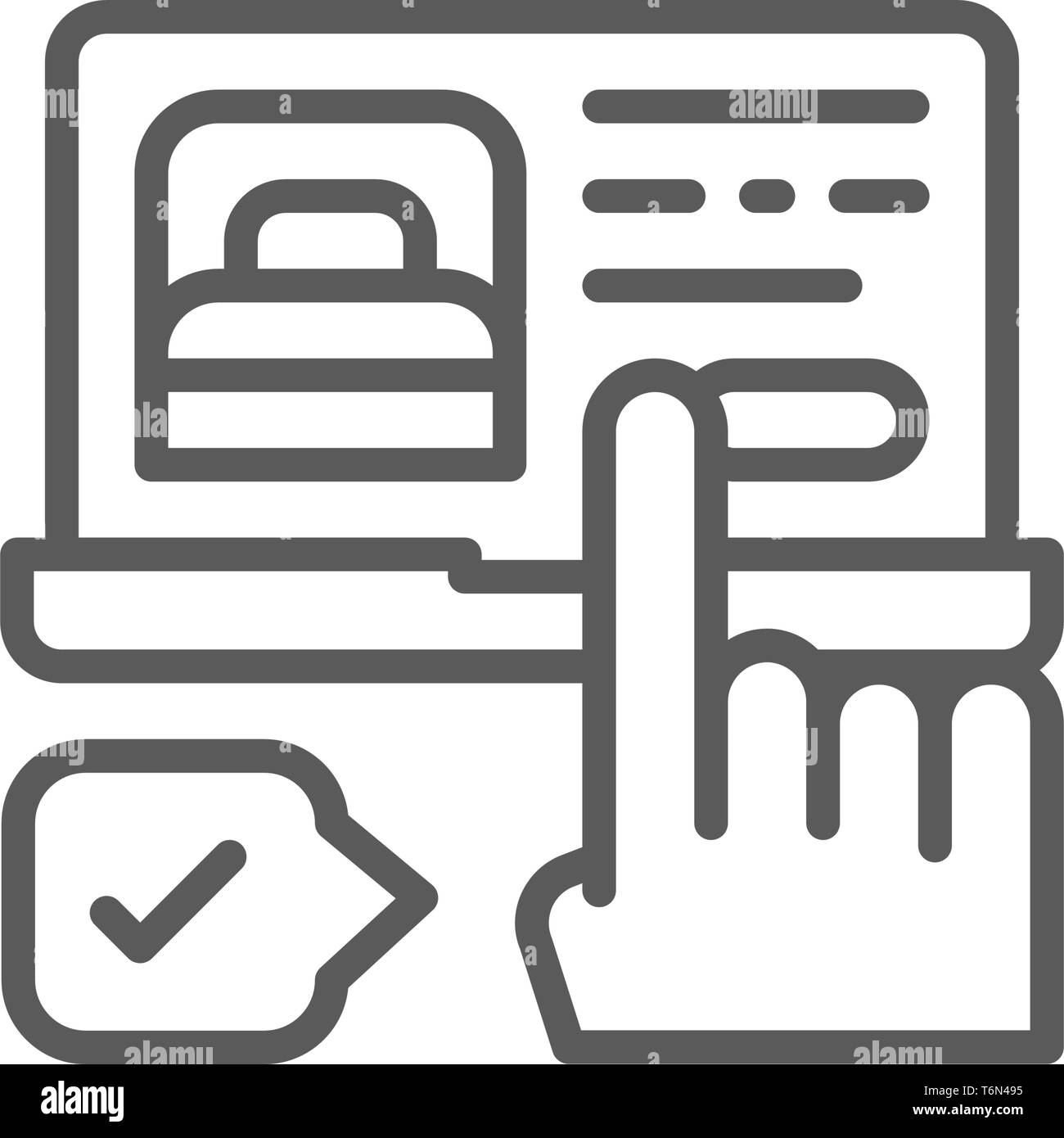 Booking A Hotel Room On Website Line Icon Stock Vector Art