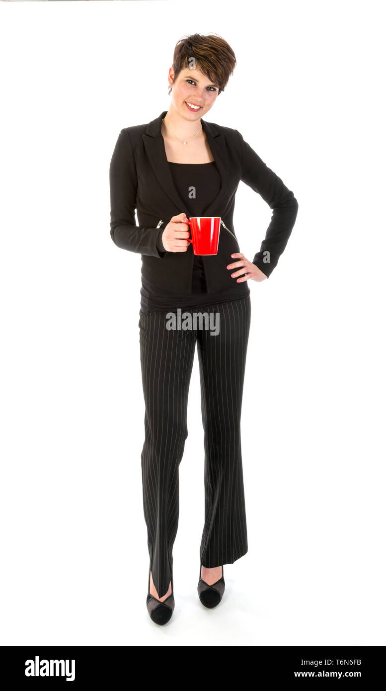 Slender businesswoman wit a cup of coffee Stock Photo