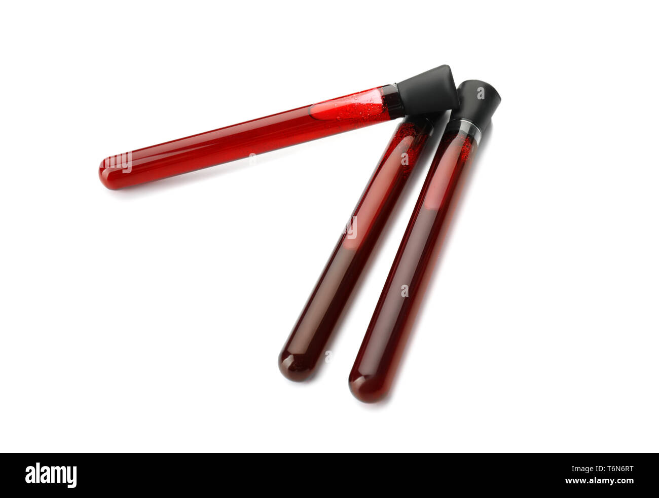 Test tubes with blood samples on white background Stock Photo - Alamy