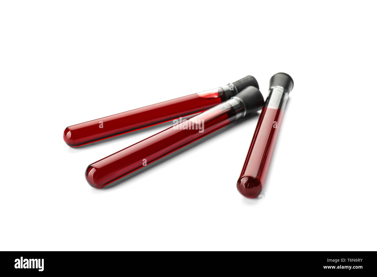 Test tubes with blood samples on white background Stock Photo - Alamy