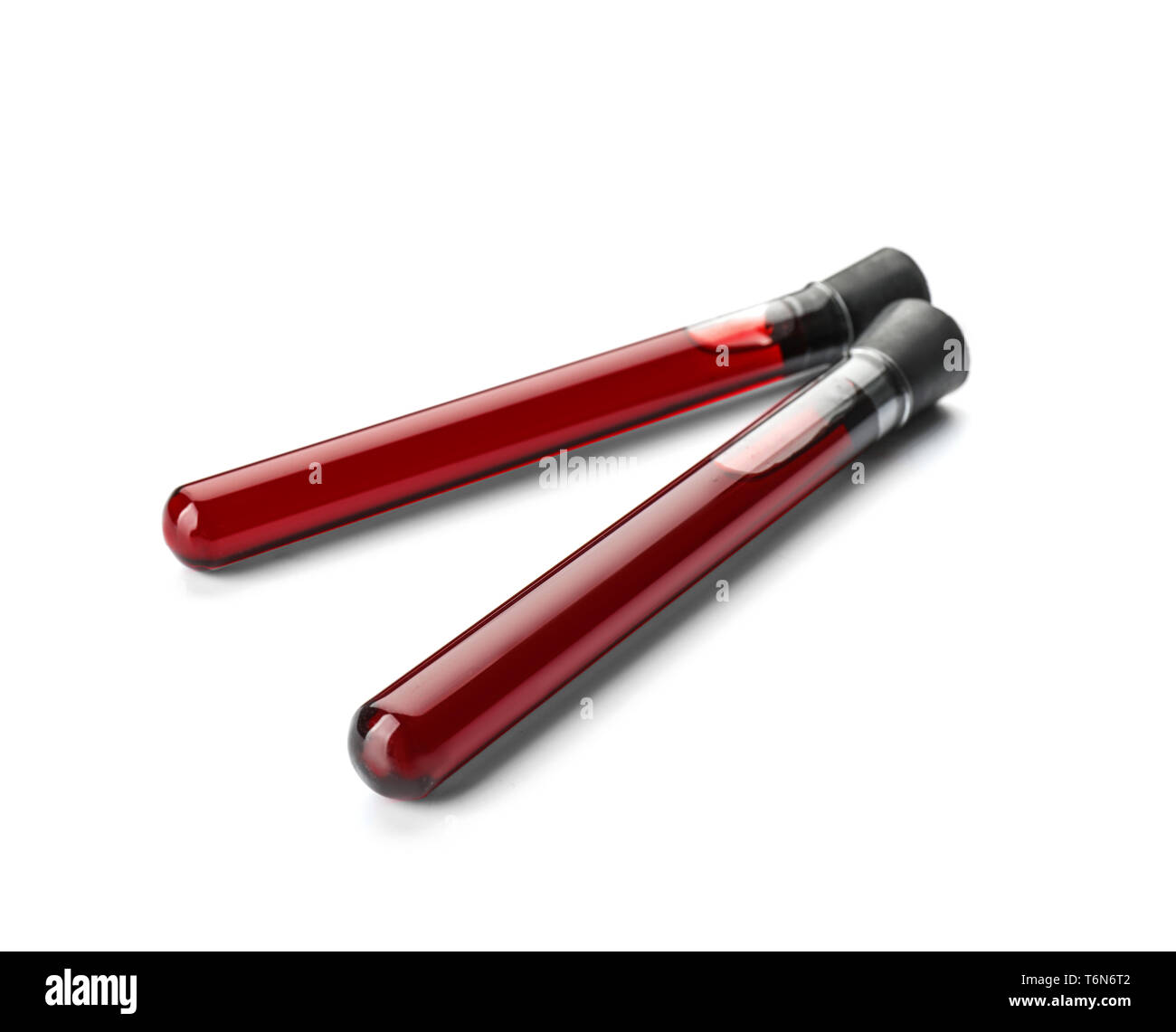 Test tubes with blood samples on white background Stock Photo - Alamy
