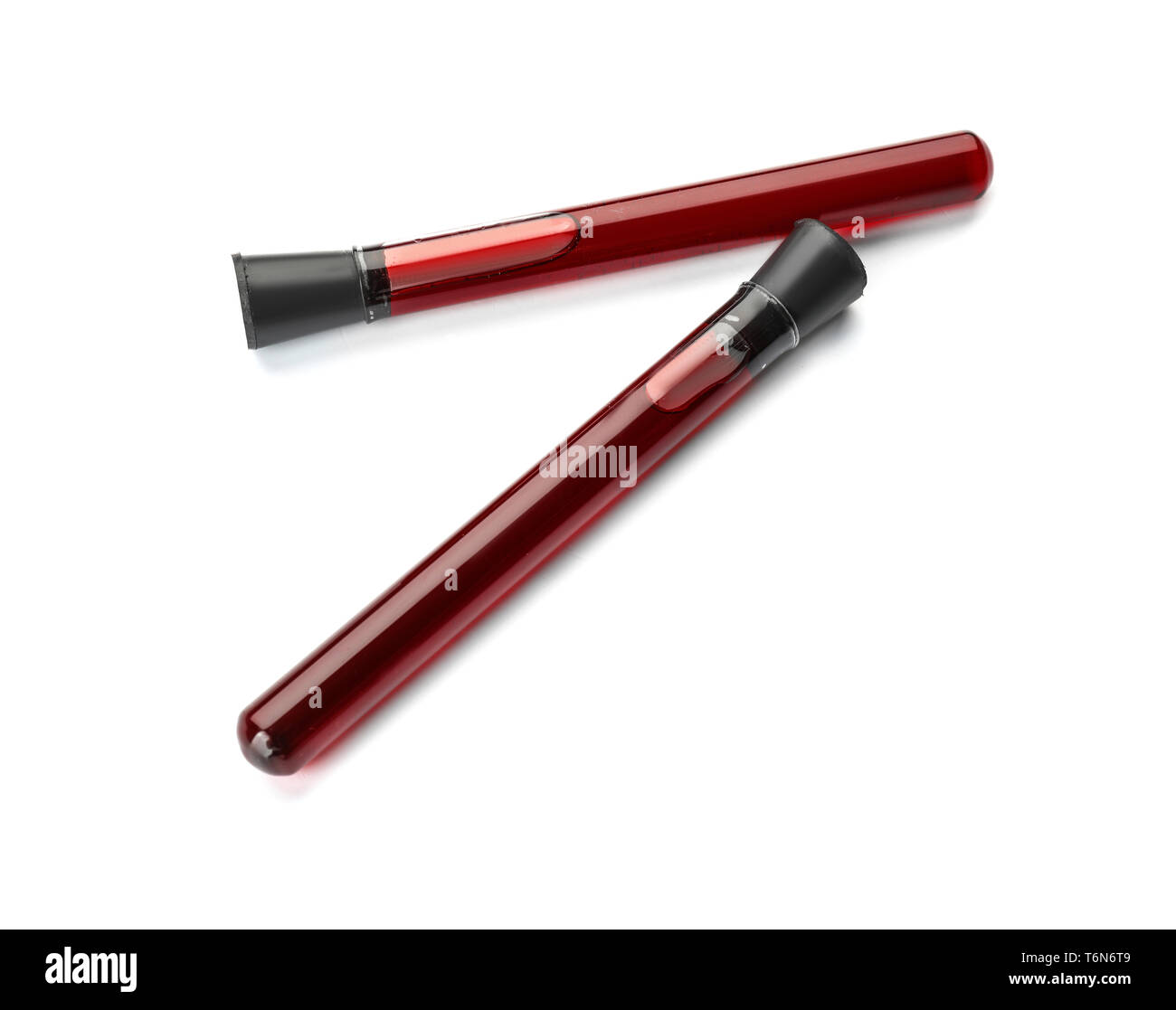 Test tubes with blood samples on white background Stock Photo - Alamy