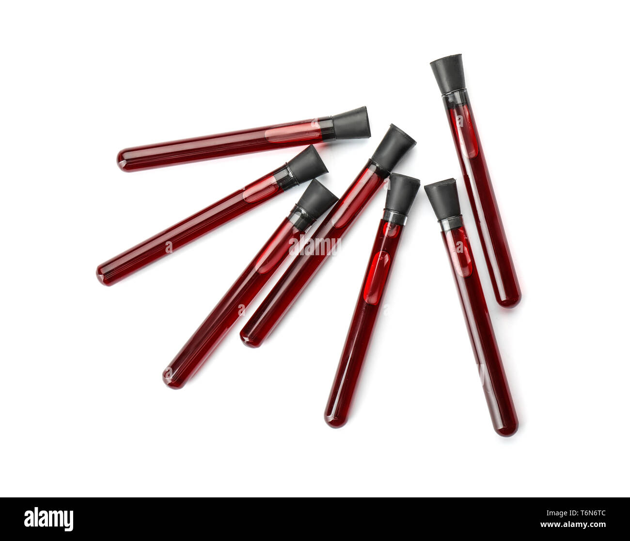 Test tubes with blood samples on white background Stock Photo - Alamy