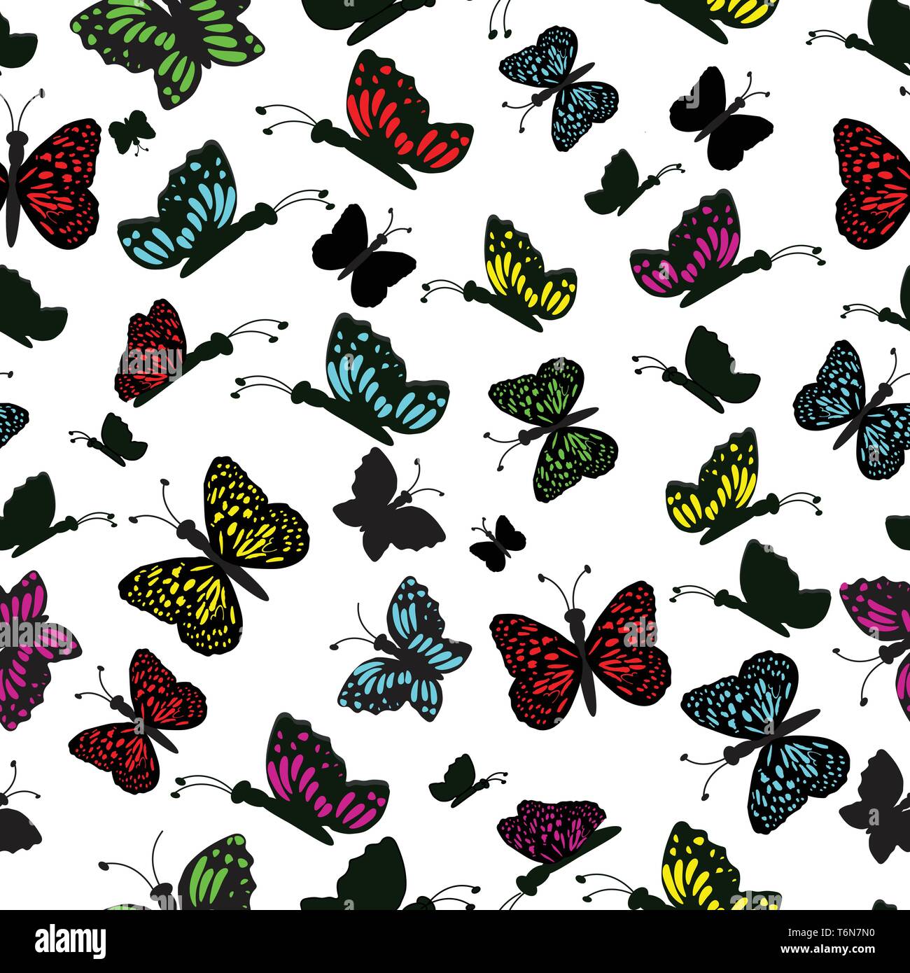 Rainbow butterflies seamless pattern background Stock Vector Image ...