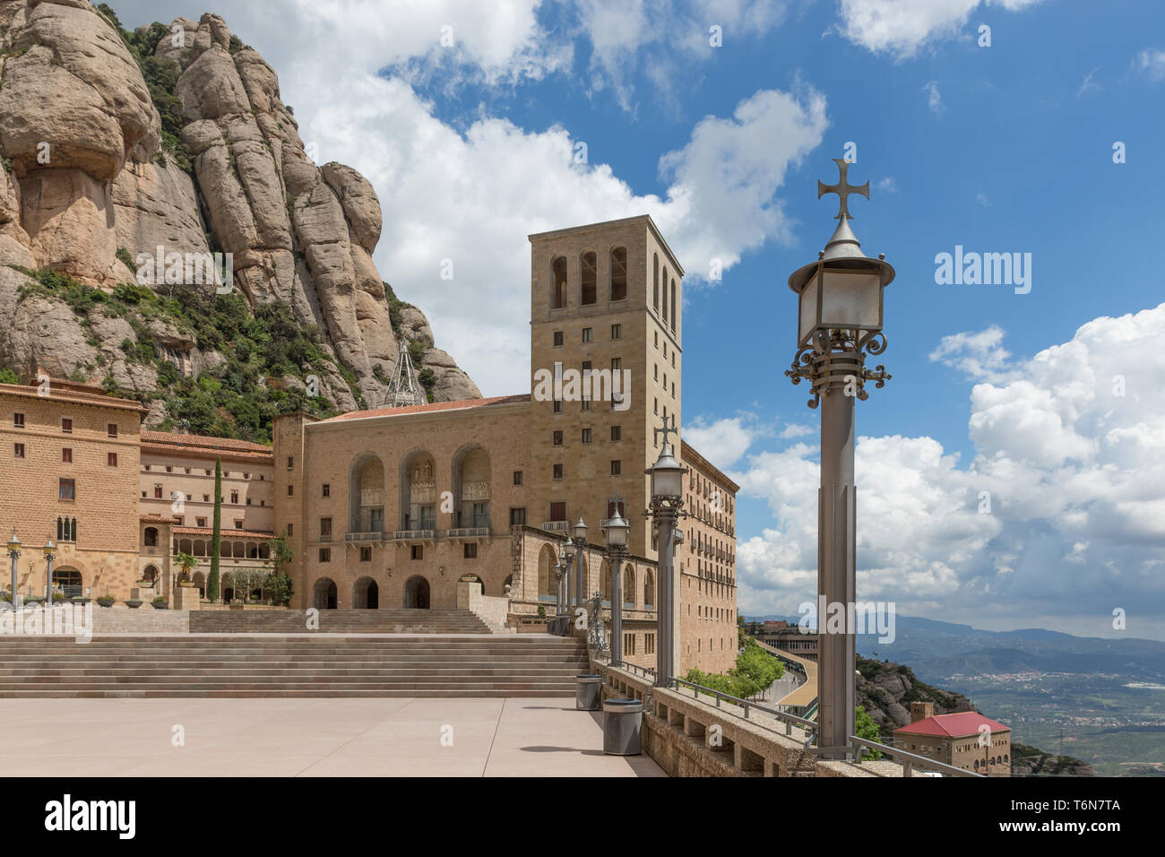 Overview Santa Maria de Montserrat monastery. Catalonia, Spain. Stock Photo