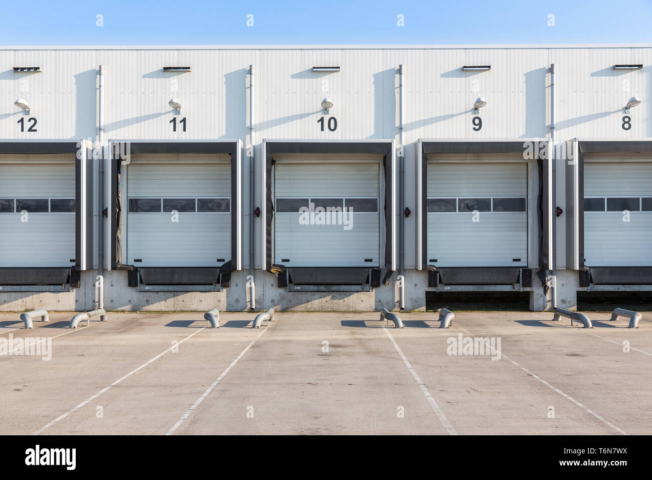 Terminal for truck loading with closed gates Stock Photo