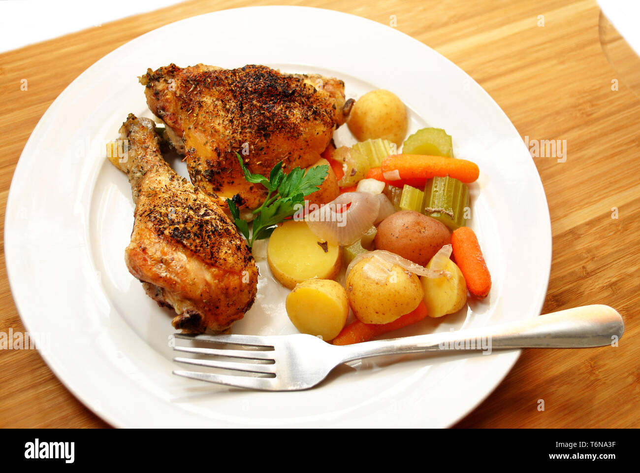 Roasted Chicken Dinner Stock Photo - Alamy
