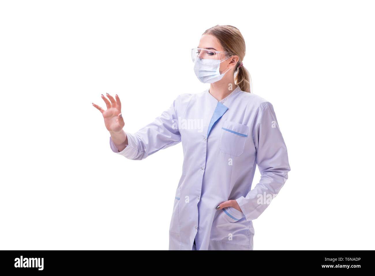 The young woman doctor isolated on white background Stock Photo - Alamy