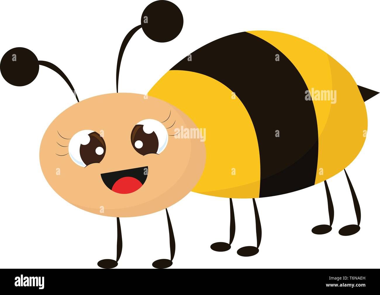 A cute bee with large eyes and happy face vector color drawing or ...