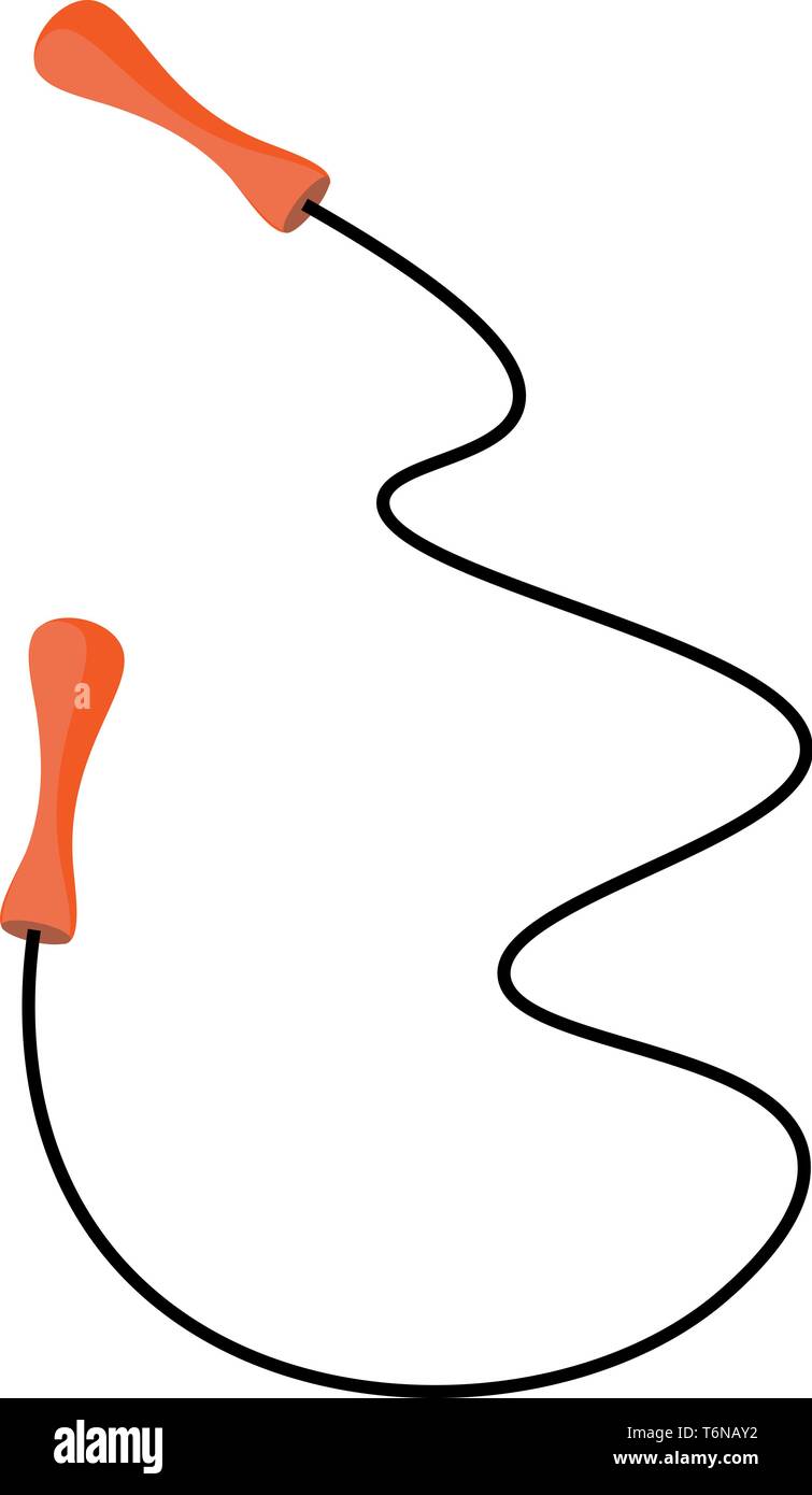 A long jump rope with two wooden handles vector color drawing or
