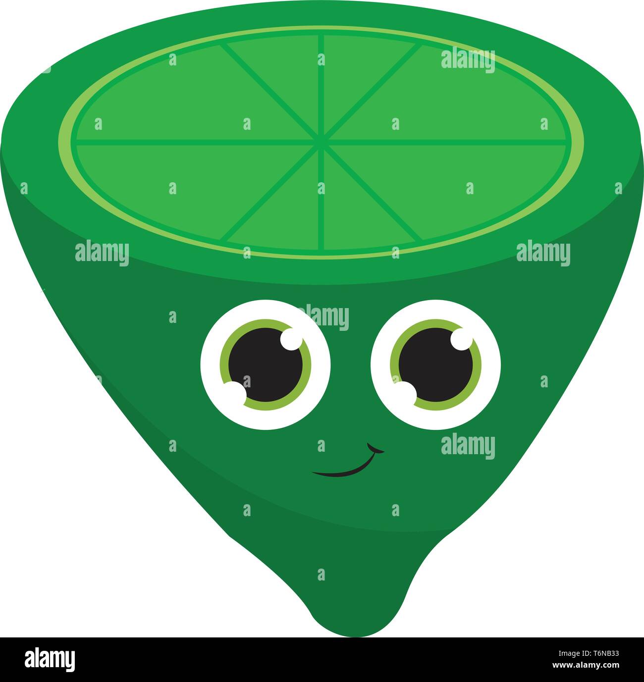 Lime which is cut into half with a smiley vector color drawing or