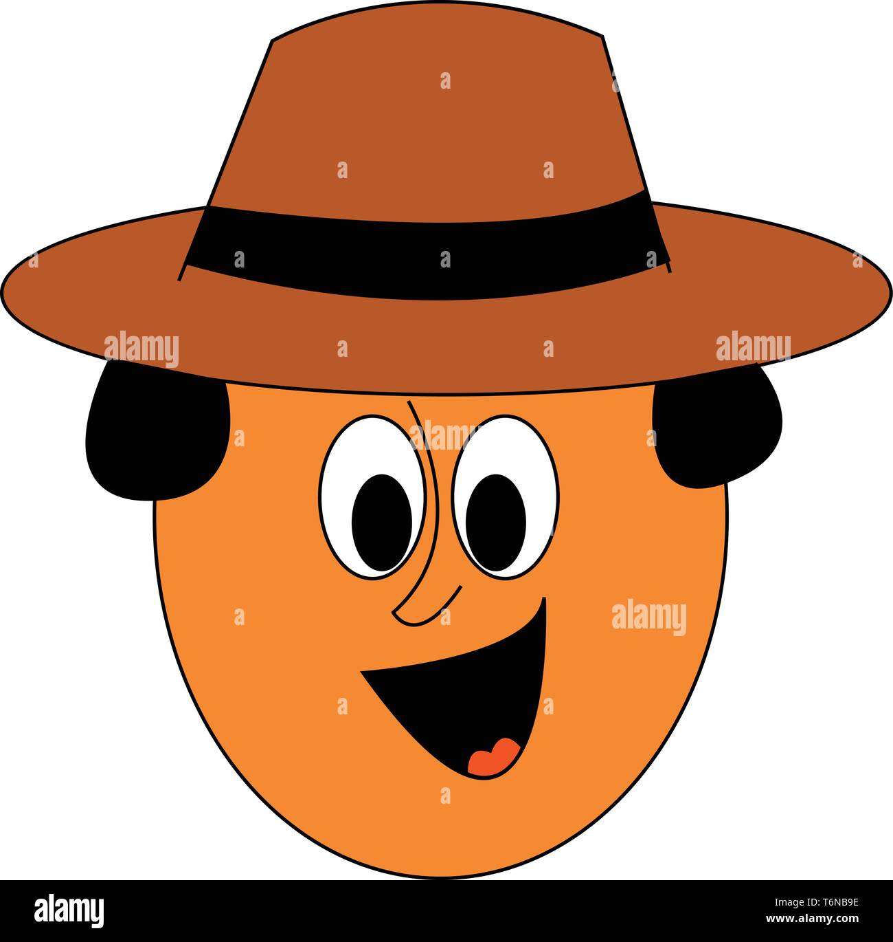 A man character with a happy face and a brown hat vector color drawing